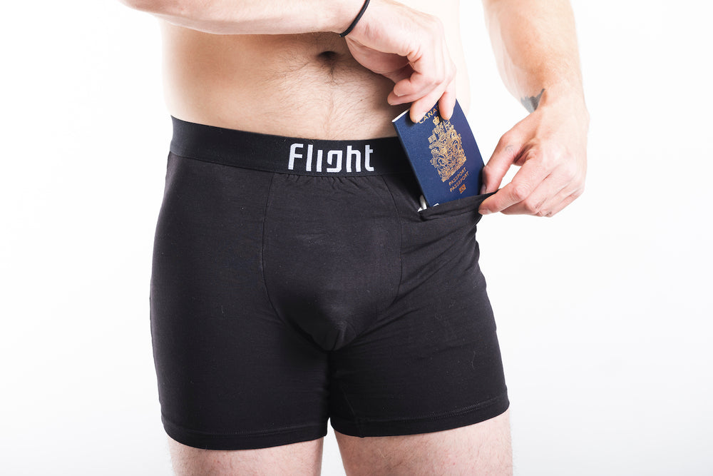Pocket Underwear for Men with Secret Hidden Front Pocket, Travel Boxer  Brief, 4 Packs (Blue)